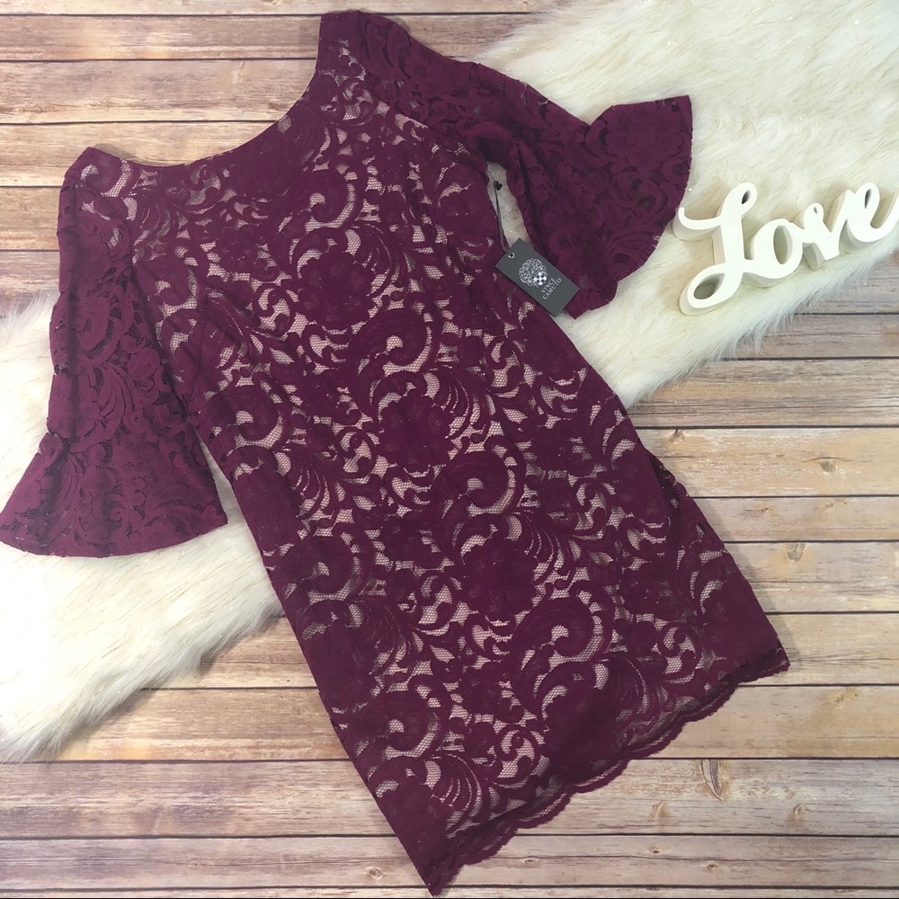 Vince Camuto Purple Lace Body-con Dress Size 12